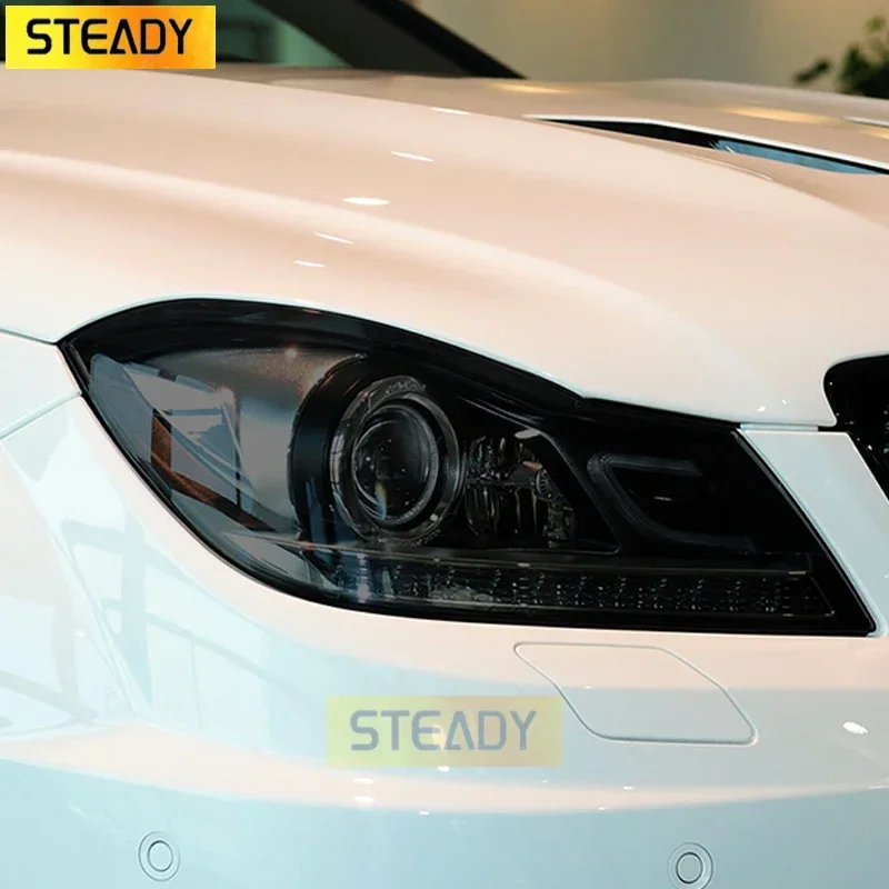 

2 Pcs Car Headlight Protective Film Transparent Black TPU Sticker For Mercedes Benz C Class W204 C63 AMG 2011-2014 Accessories