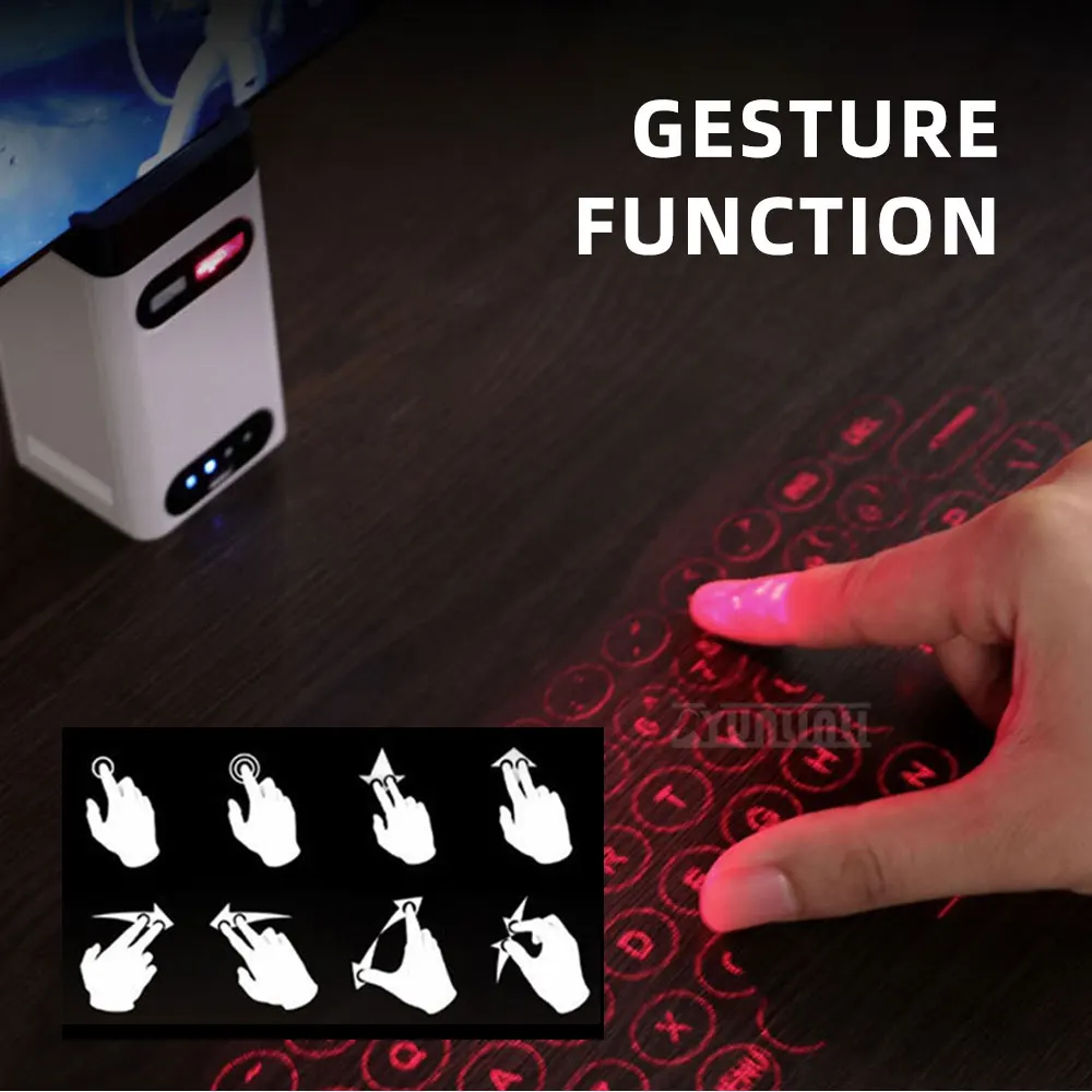 Laser Projection Virtual Keyboard, Bluetooth & Infrared Wireless Touch Holographic Laser Keypad for Computer & Mobile Phones