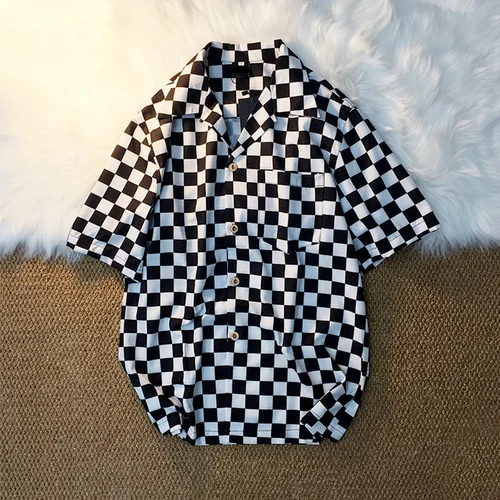 Imagen 2 del producto Camisas informales para mujer, blusas holgadas a la moda a cuadros con paneles, blusas elegantes que combinan con todo para verano, chicas geniales, estudiantes Retro, Chic, Unisex