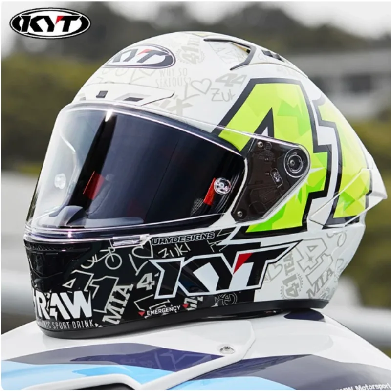 Original KYT ST Full Helmet Women's Motorcycle Summer Helmet Men's Four-season Motorcycle Track Safe Riding Big Tail Wing