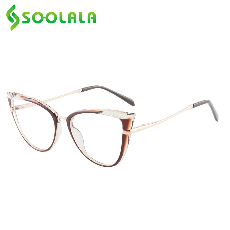 

SOOLALA Hit Color Cat Eye Blue Light Blocking Women Reading Glasses Ladies Spring Hinged Reader Magnifier Presbyopic Eyeglasses