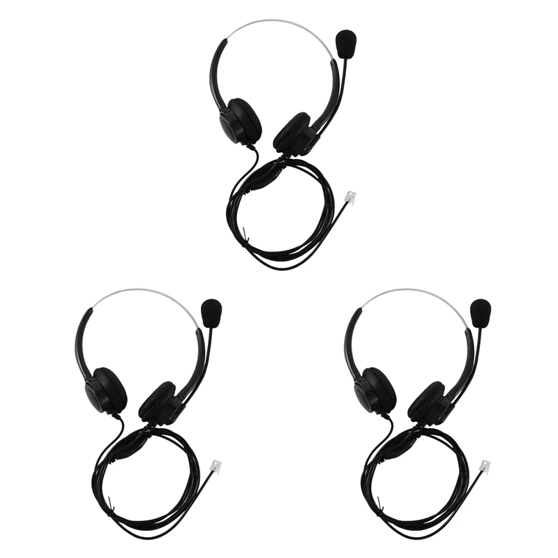 B63B-3X VH500D RJ9 Bilateral Headphone Hands-Free Call Center Noise Cancelling Corded With Adjustable Mic For Telephone Set