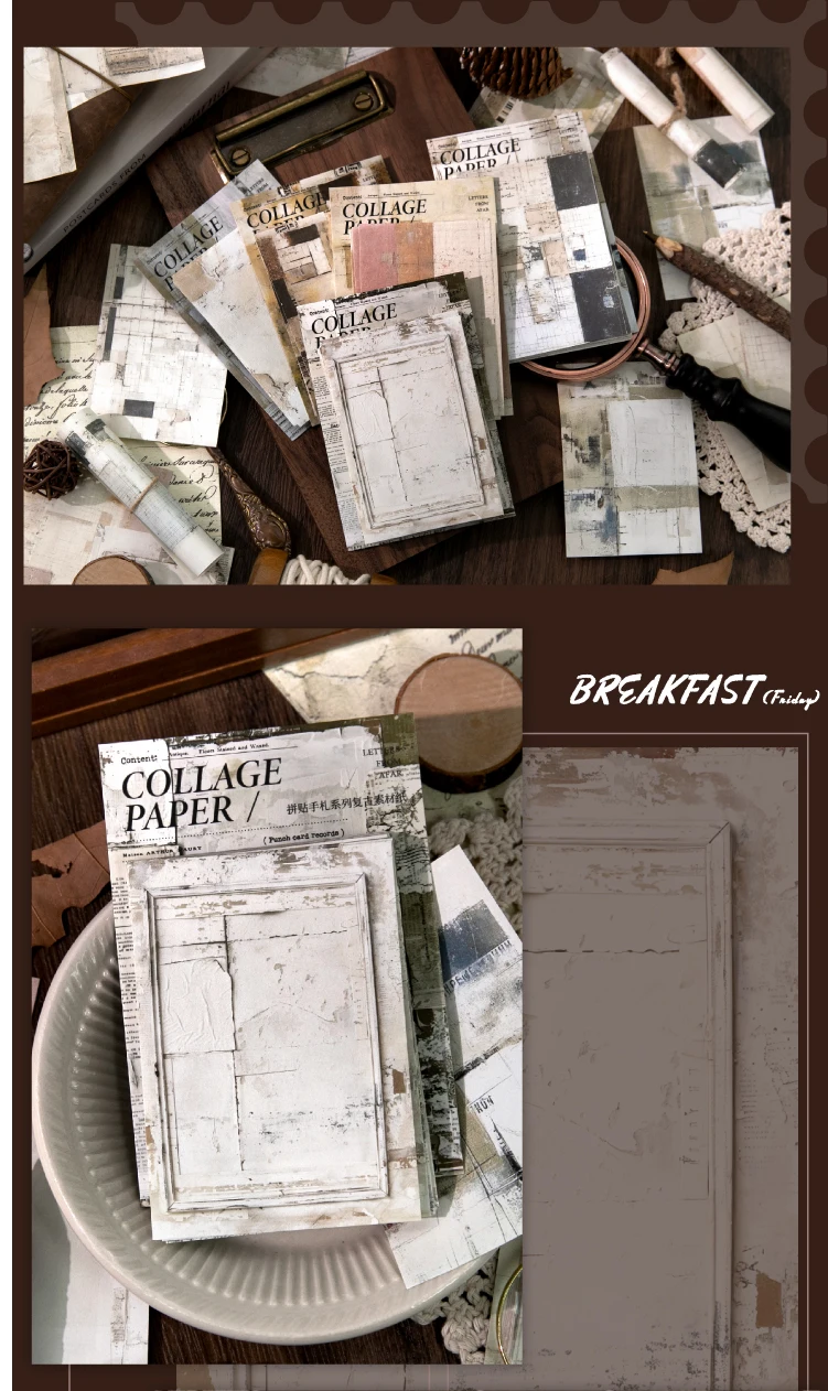 Journal GO 40 Stück Vintage Collage-Materialpapier für Planer Handgemachtes DIY Journaling Tagebuch Album Scrapbooking Hintergrundpapier – Detail 8