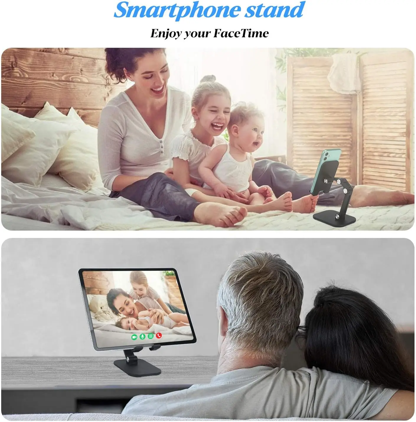 Adjustable Cell Phone Stand for Desk: Angle Height Adjustable Foldable Phone Holder with Anti-Slip Base Desk Phone