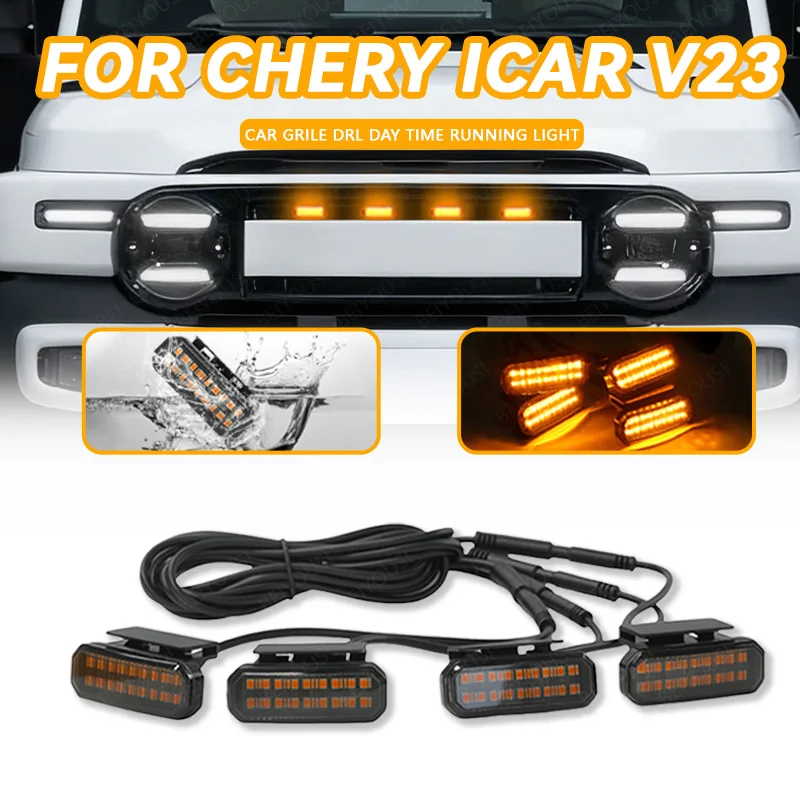 

18LED Front Grille Light FOR CHERY ICAR V23 Car Daytime Running Light Wheel Eyebrow Lamp For Pickup Offroad 12V