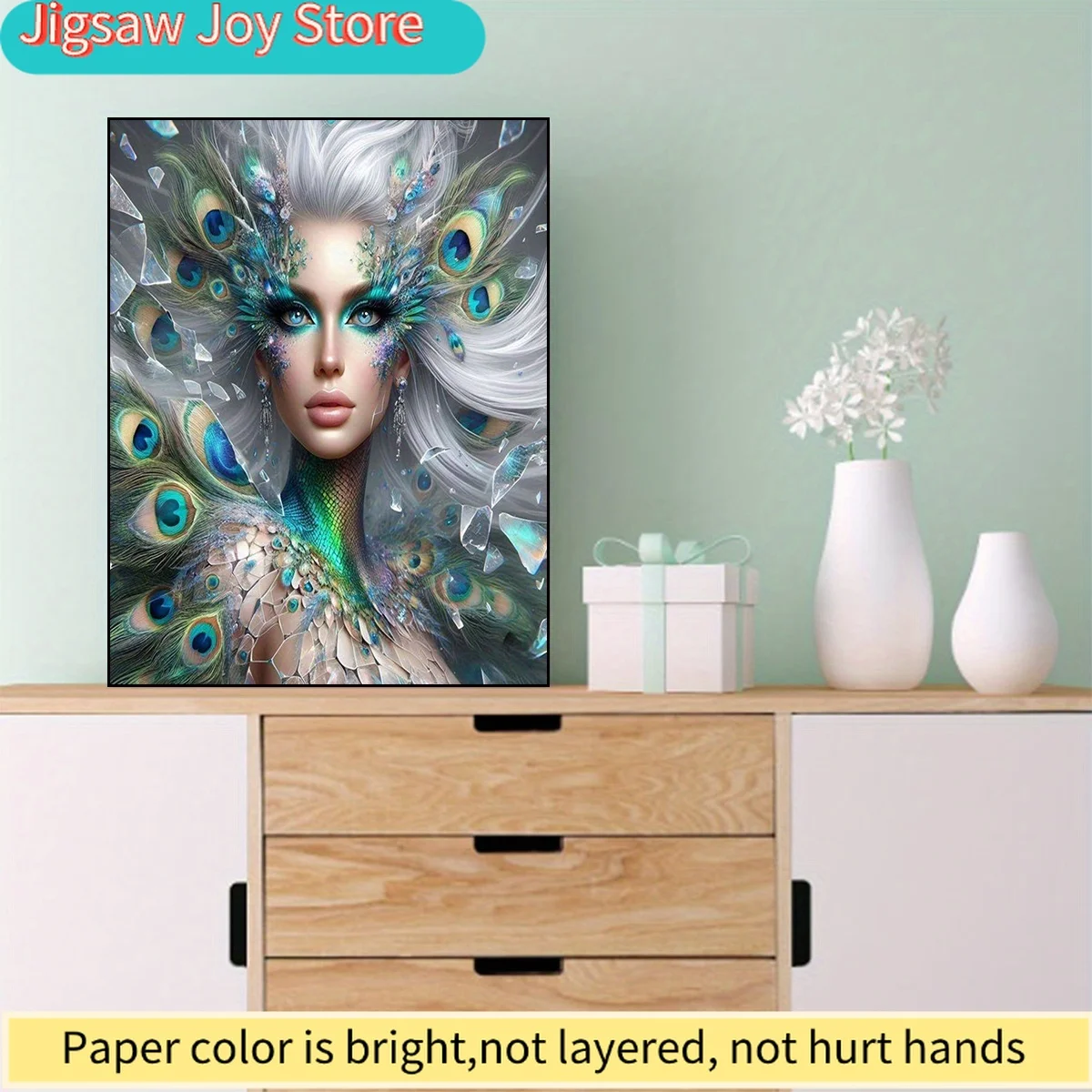 

Набор для алмазной вышивки «Женщина с серебристыми волосами и павлином» — круглые акриловые стразы, ручная работа, настенное искусство для декора дома, улучшает интерьер