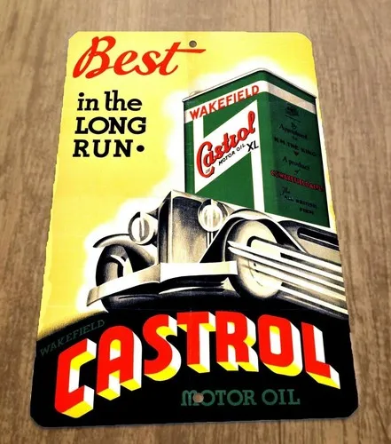 Castrol Motor Oil Best in the Long Run Art  Metal Wall Sign Garage Poster