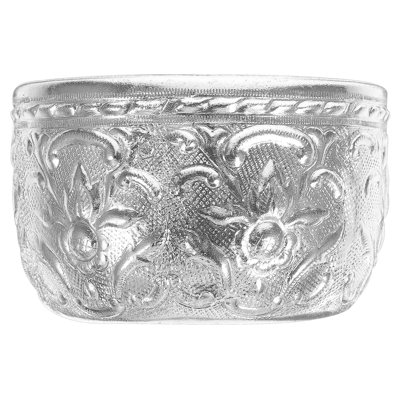 Thai Tin Bowl Small Carved Water Offering Bowl Essential Oil Storage Container Spa Massage Salon Decorative Silver Traditional
