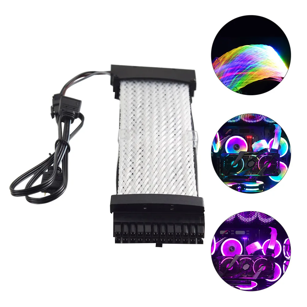 

Кабель-удлинитель RGB 24pin для блока питания, в оплетке, с ARGB-синхронизацией, для материнских плат ATX и видеокарт, с RGB-подсветкой, удлинительный кабель ARGB Sync, шнур питания