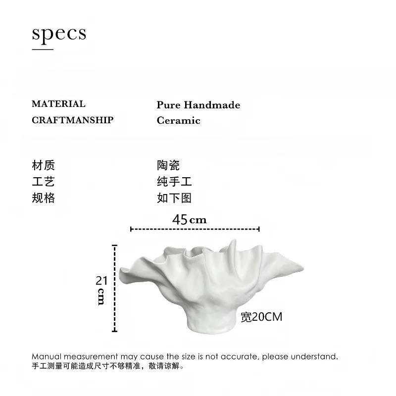 Creative ceramic petal shape decorative vase white home ornament
