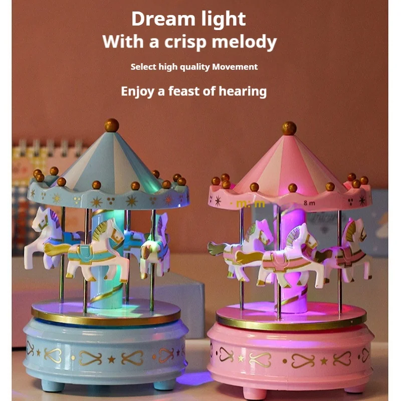 2024 New One Piece Carousel Music Box Christmas Decoration Ornament Creative Ferris Wheel Baby Birthday Gift Cartoon Puzzle Toy