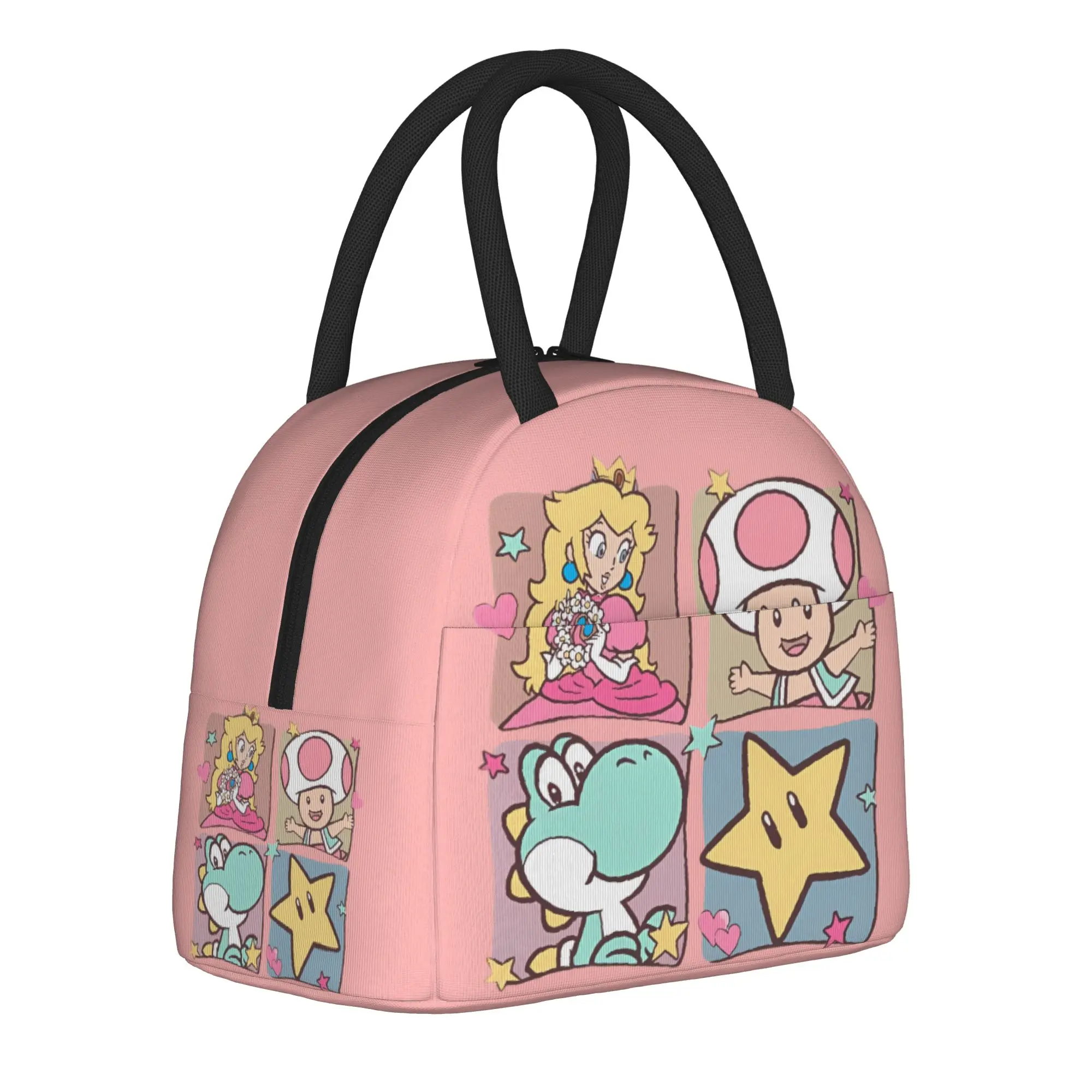 

Marioes characters Princess Peach Thermal Insulated Lunch Bag for Office Portable Bento Box Men Women Cooler Thermal Food Box