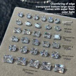 10pcs 6*6mm/8*10mm Pointed Flat Bottom Nail Rhinestones Glitter Silver Crystal Jewelry DIYDesign Making Decorations For Nail Art