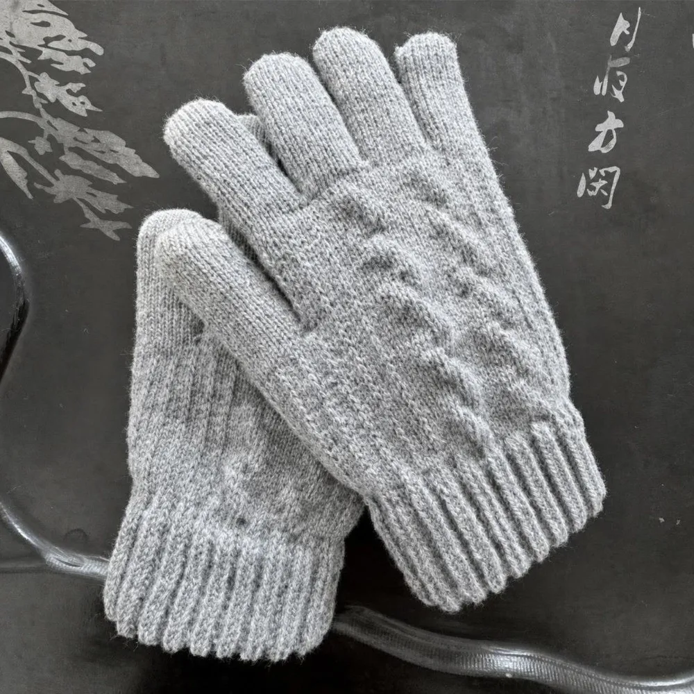 Double Layer Knitted Touchscreen Gloves Soft Thickened Winter Driving Gloves Cold Proof Windproof Unisex Warm Mittens Outdoor