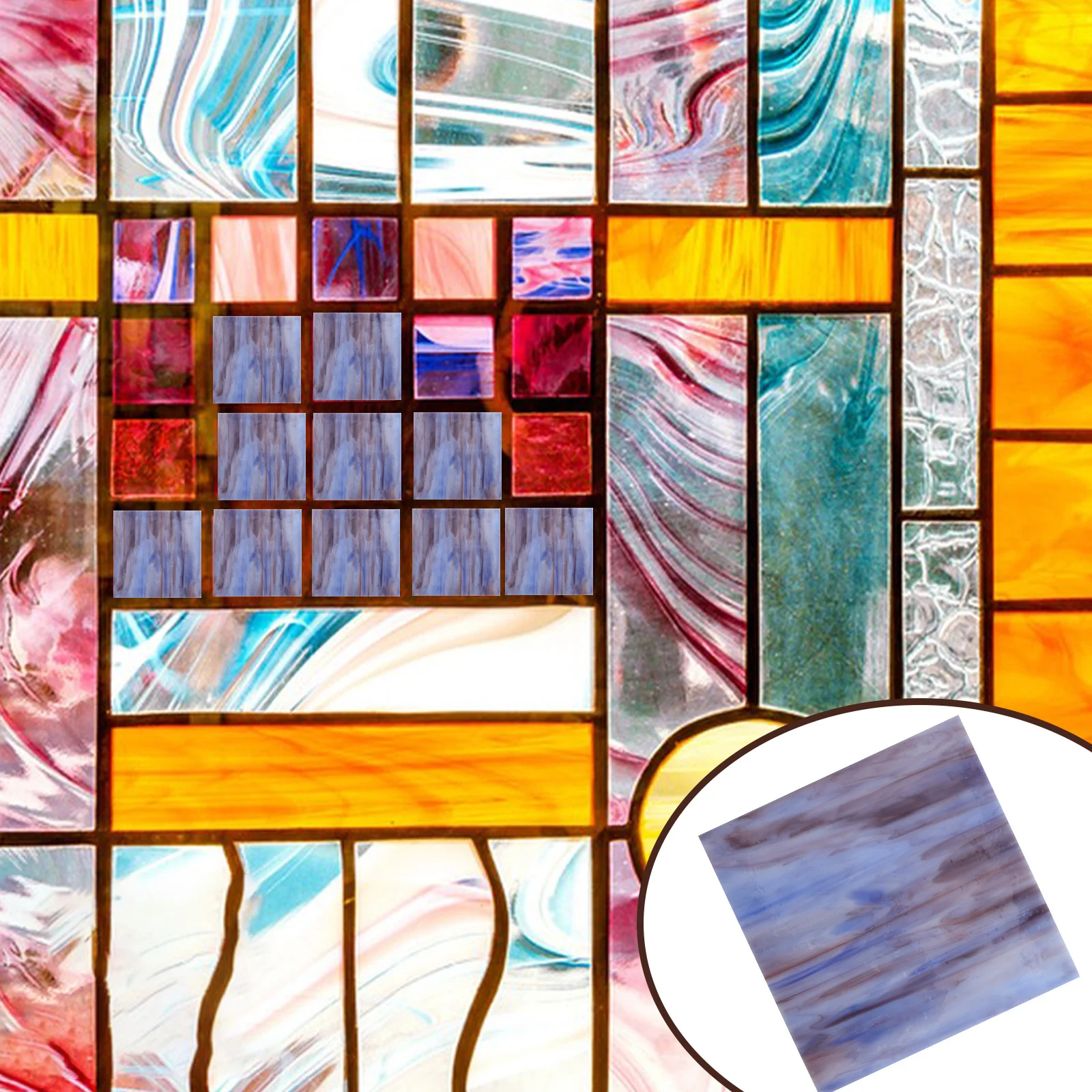 

2Pcs DIY Mosaic Tiles Glass Pieces Handmade Colorful Tile for Crafting Supplies Home Decor Table Lamp Picture Frame