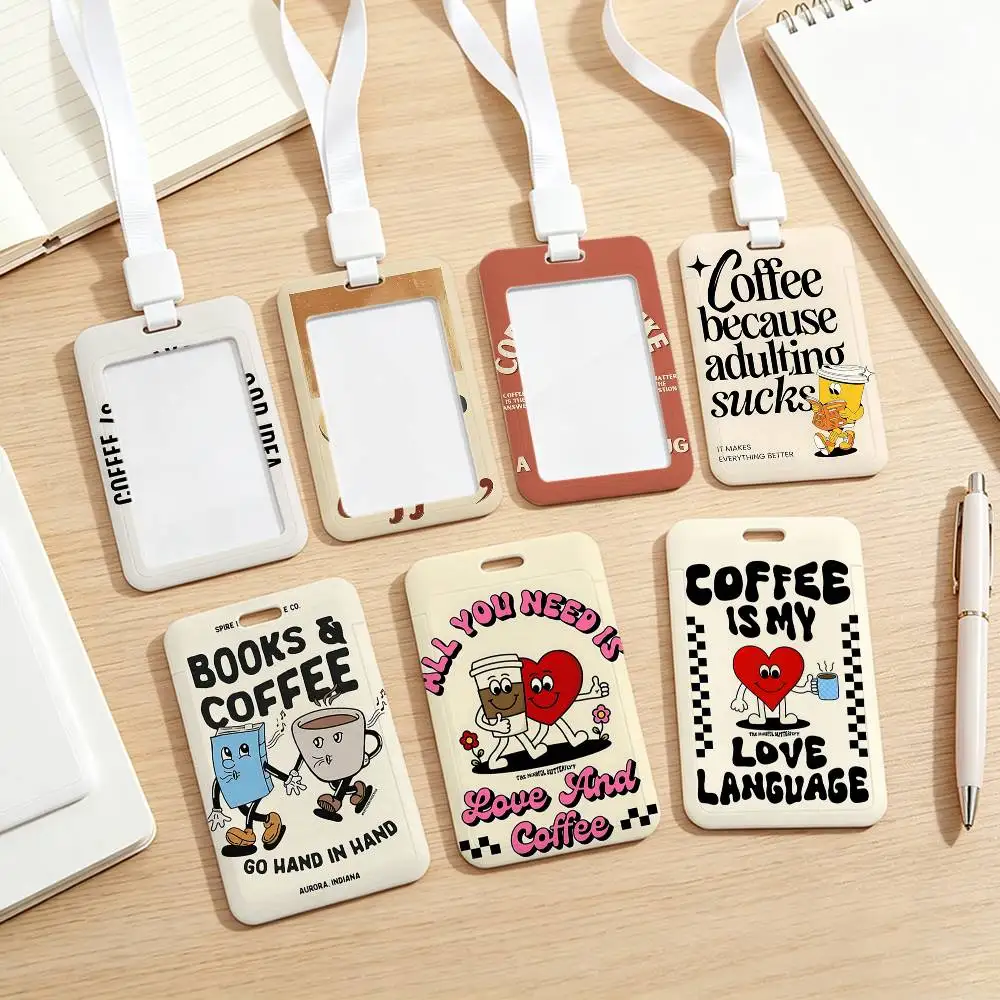 Retro Coffee Lovers NFC Contactless Sliding Card Sleeve For Student Cards, Bus Cards, ID Cards, And Work Permits