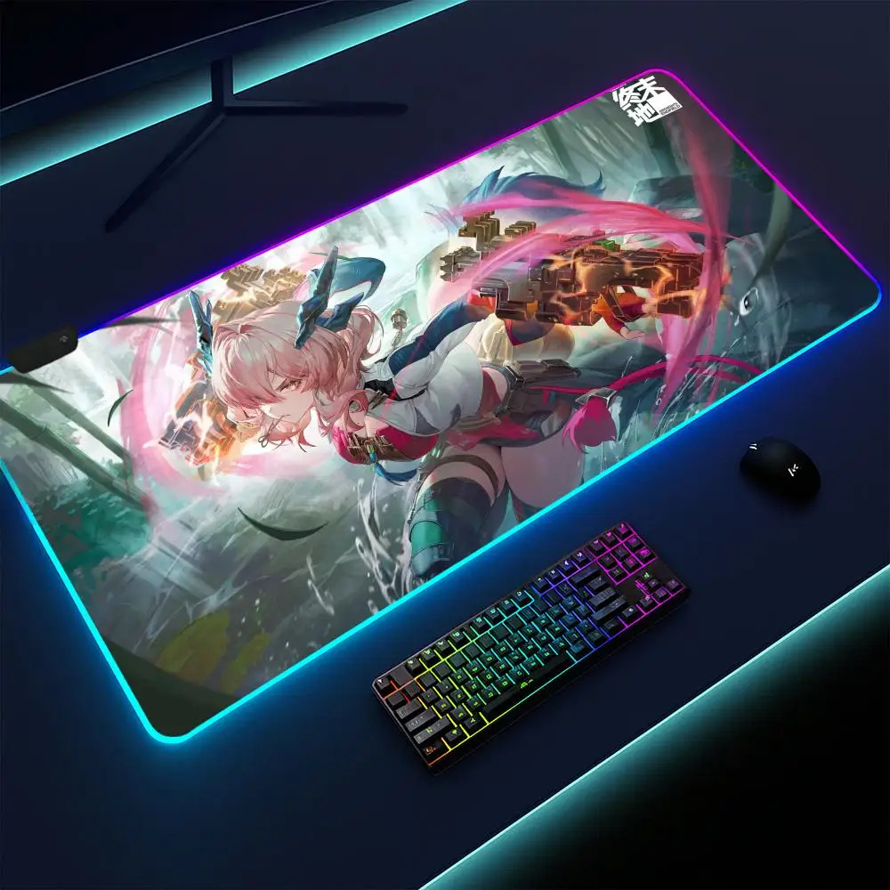 Mifu Arknights Endfield Mouse Pad Gaming mat LED lighted non-slip base waterproof large deskpad soft surface