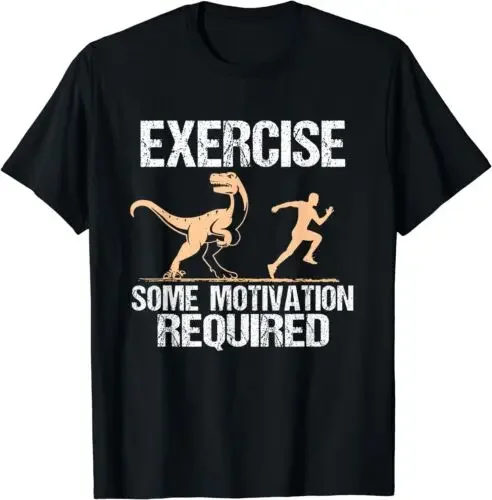 Exercise Some Motivation Required T-Rex Workout Gym T-Shirt S-3XL