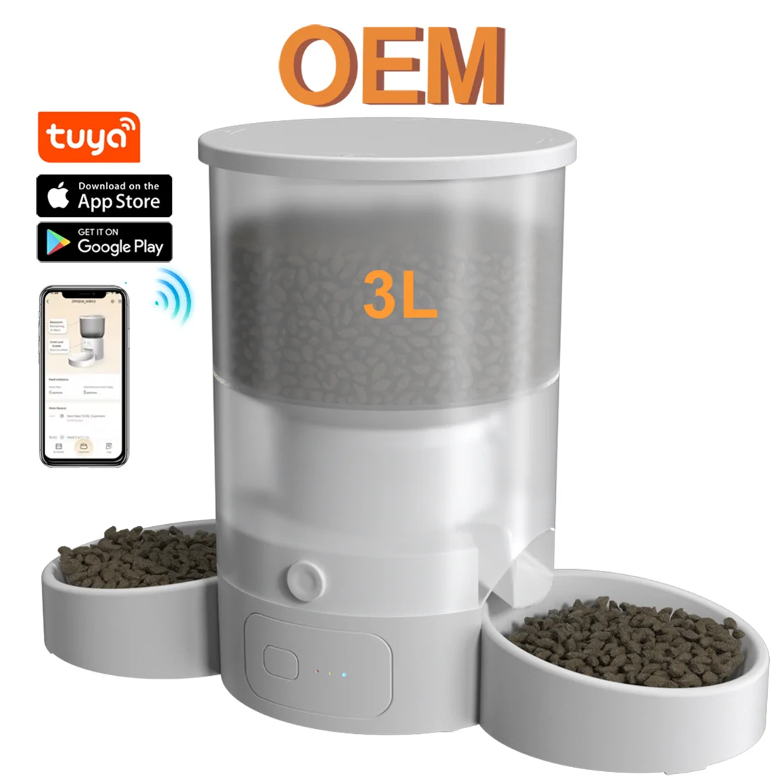 

STLF Wifi Tuya Smart Pet Feeder Automatic Dog Cat Food Dispenser with Stainless Steel Double Bowl for Pets