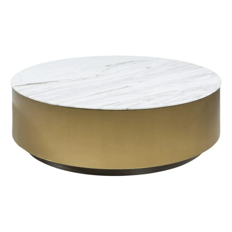 

Light luxury coffee table combination simple living room stainless steel creative round coffee table