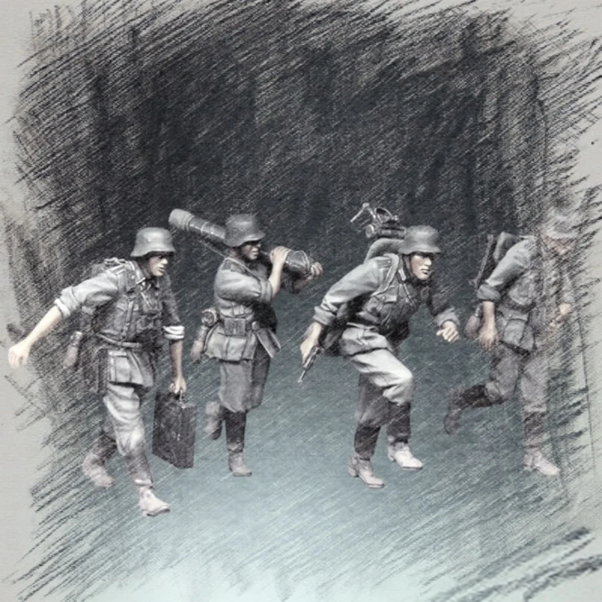 

1/35 фигурка из смолы, неокрашенная модель, военная тема, (4 человека), в разобранном виде и неокрашенная GK, 681R