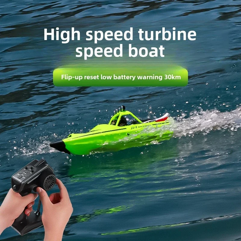 RC Boats High Speed Turbojet Speedboat Boy's Racing Toy Boat Full Proportional Throttle One Click Reset Speedboat Children Gift