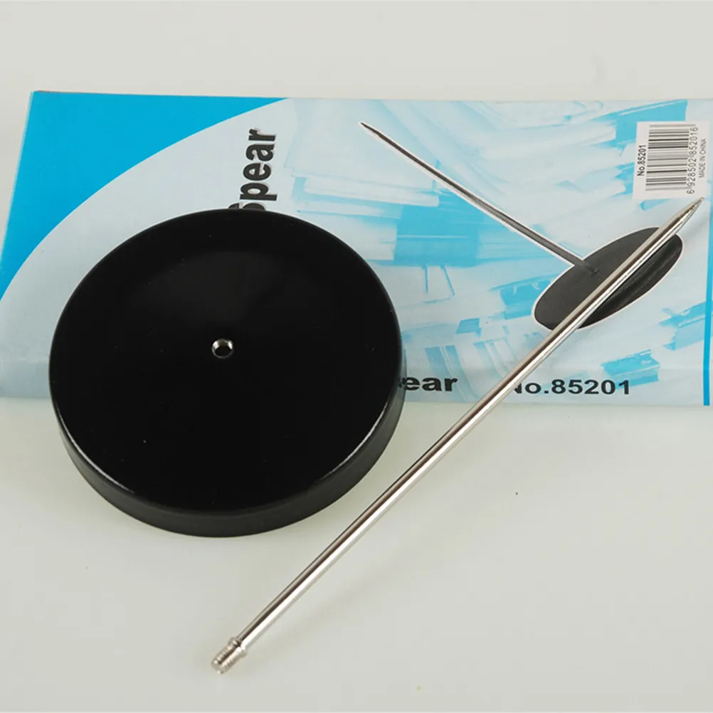 2Pcs Receipt Organizer Bill Holder Iron Anti-Corrosive Chrome Round Base Straight Rod Check Spindle for Office Restaurant Bar