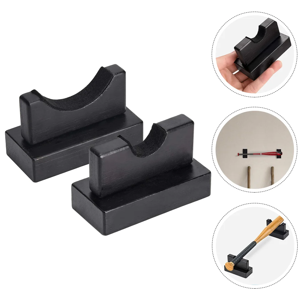 2 Pcs Organizer Stick Baseball Bat Display Stand Ice Hockey Rack Wood Multi- Use Stands