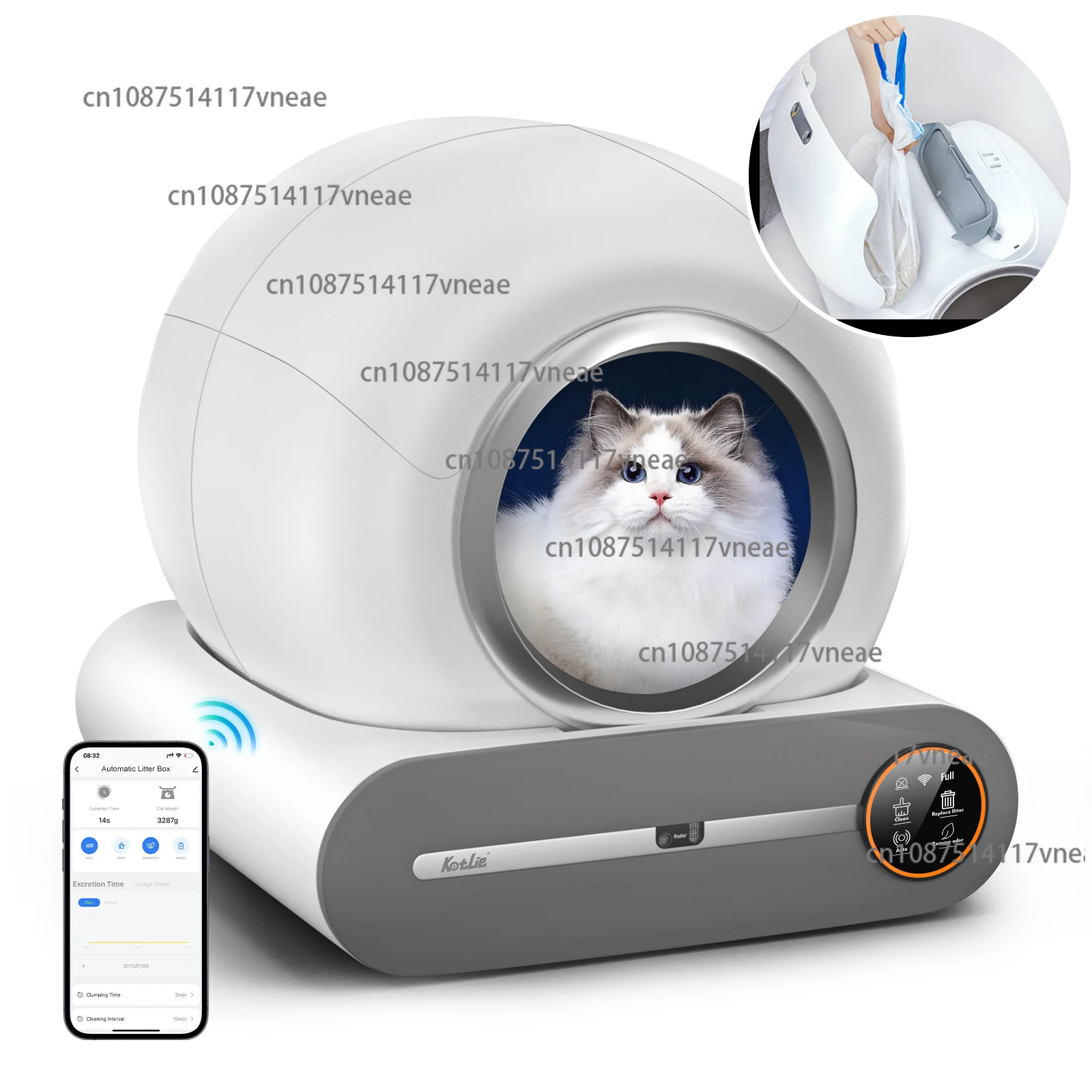 Intelligent Luxury 9L Automatic Self-Cleaning Eco-Friendly Stocked Modern Cat Litter Box Extra Large Mobile