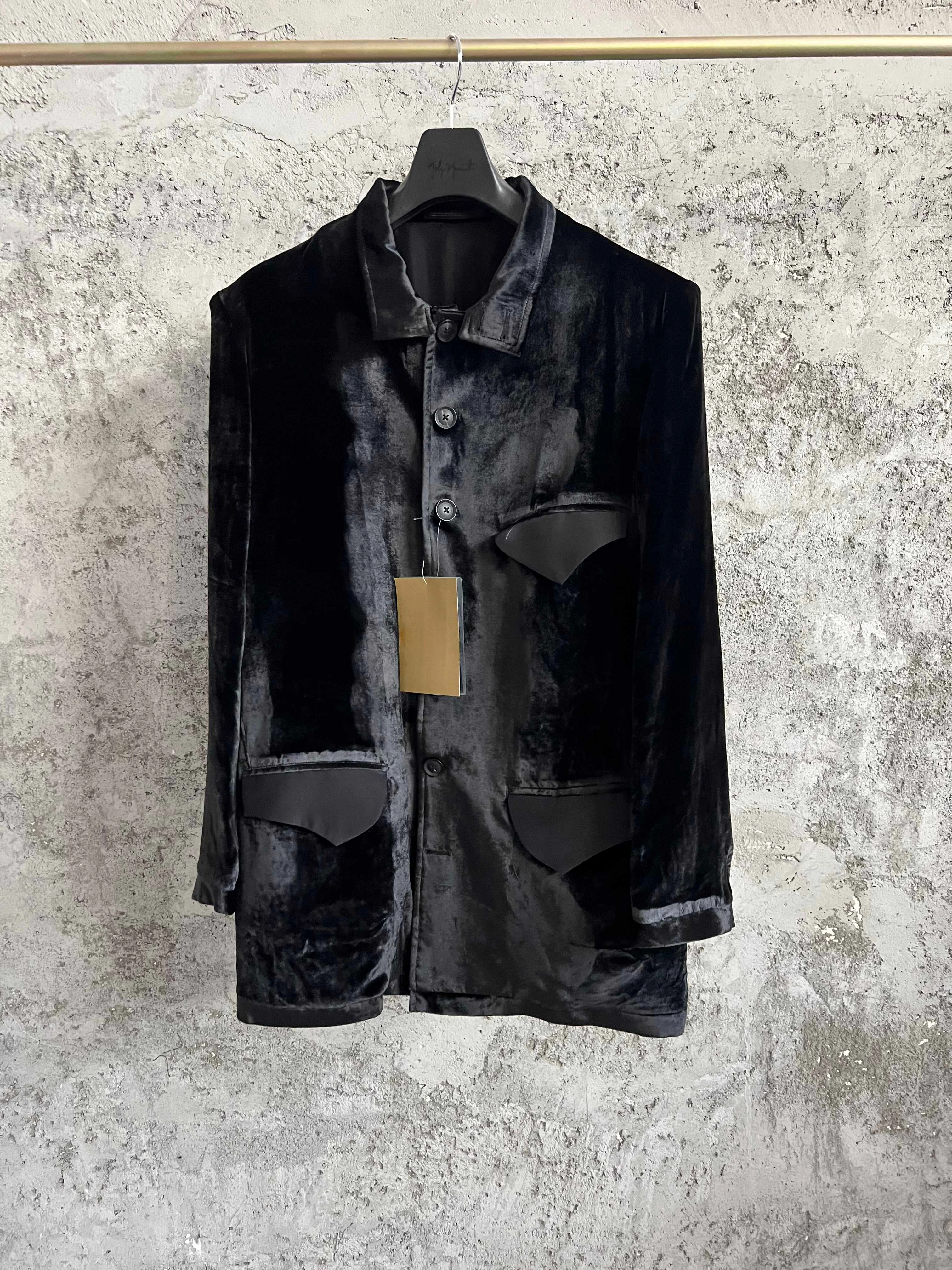 TOP-YAMAMOTO silk velvet coat, original design, velvet long jacket, trench coat for men