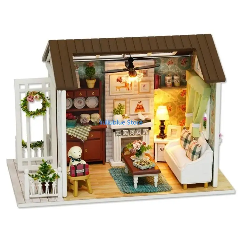 Zestawy do lalki dla lalek Dollhouse z meblami mini drewniany dom miniaturowy pokój zabawka dla dzieci dorosłych 62cf