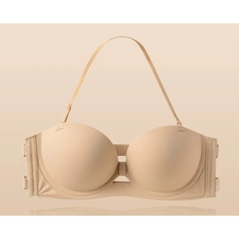 Sujetador Halter Sin Tirantes Acolchado Grueso Push Up Sin Aro Antideslizante Espalda Bonita Lencería Invisible Verano 32-38 Bra
