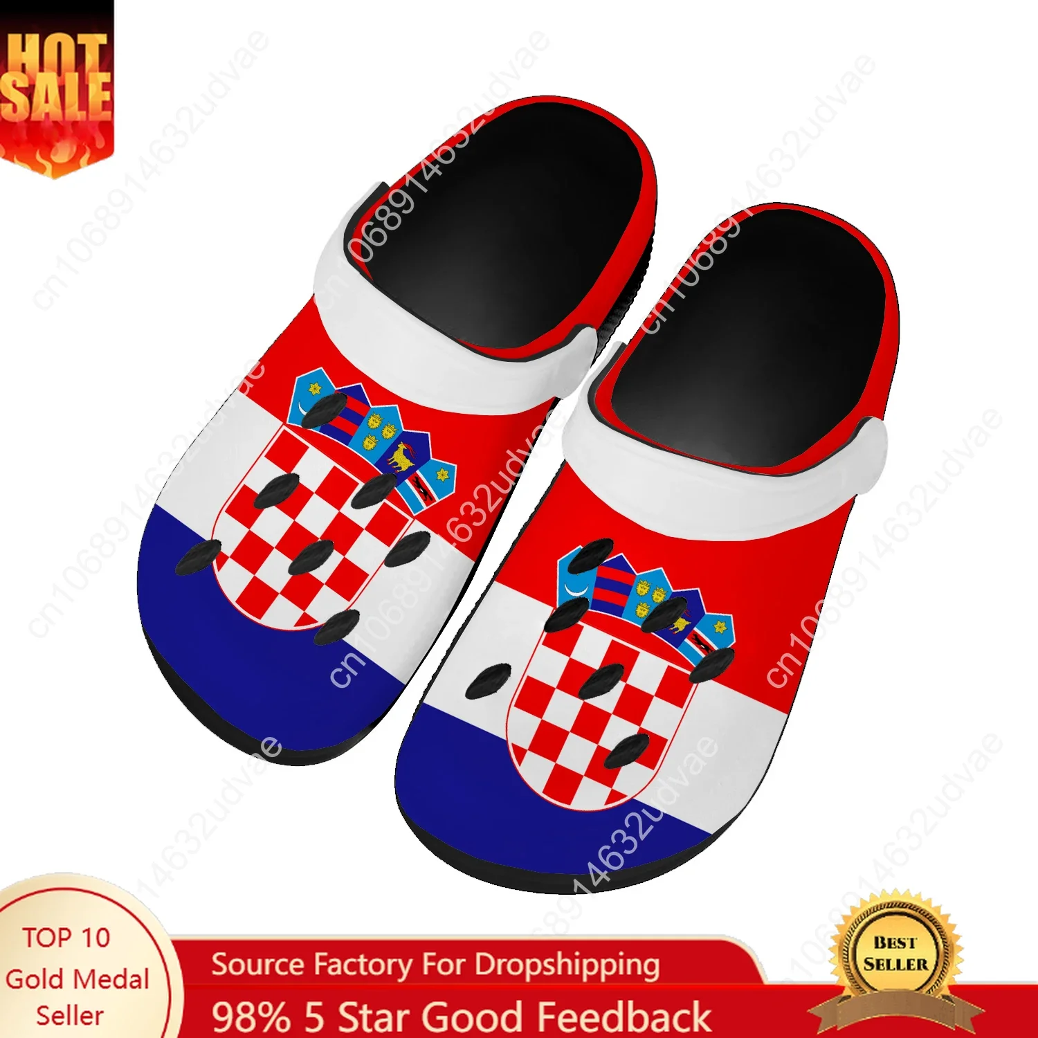 

Croatia National Flag Water Shoes Men Women Comfortable Home Garden Clogs Customizd Sandals Beach Breathable Hole Slippers