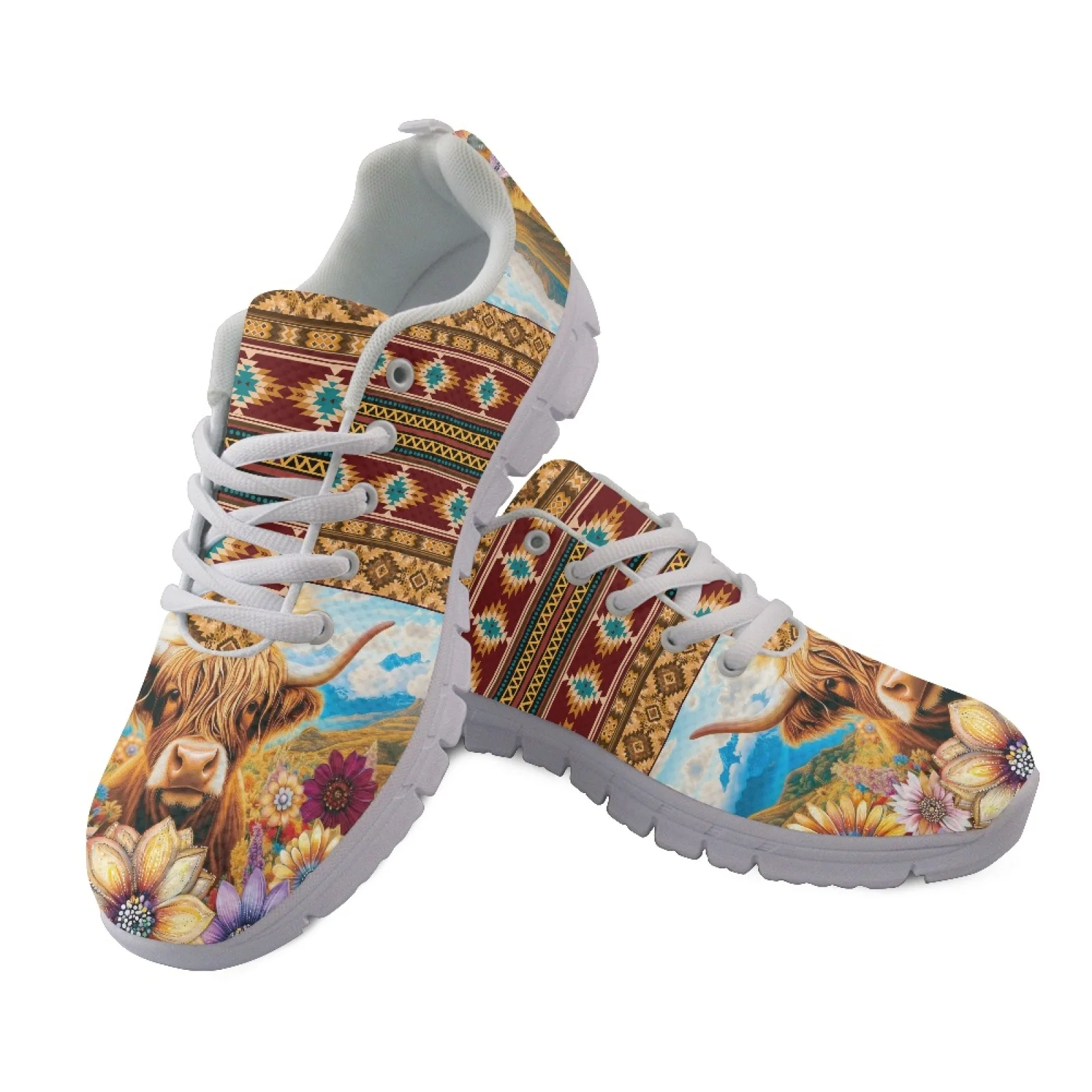 Coloranimal Cow Running Shoes Mesh & EVA Sole Running Sport Shoes Breathable Fitness Shoes for Women
