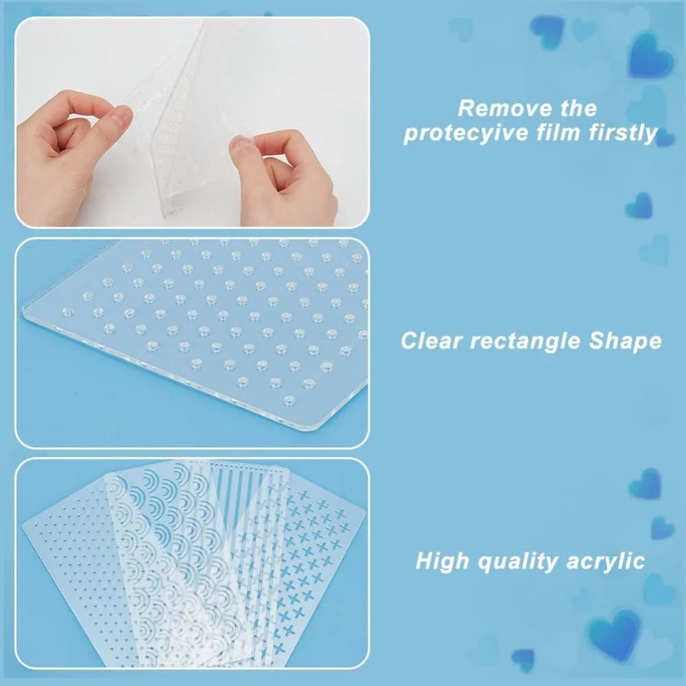 4 قطعة استنسل ساشيكو أكريليك شفاف 3.94x7.87 بوصة نمط التطريز قالب أداة تطريز أكريليك أدوات استنسل اللحف