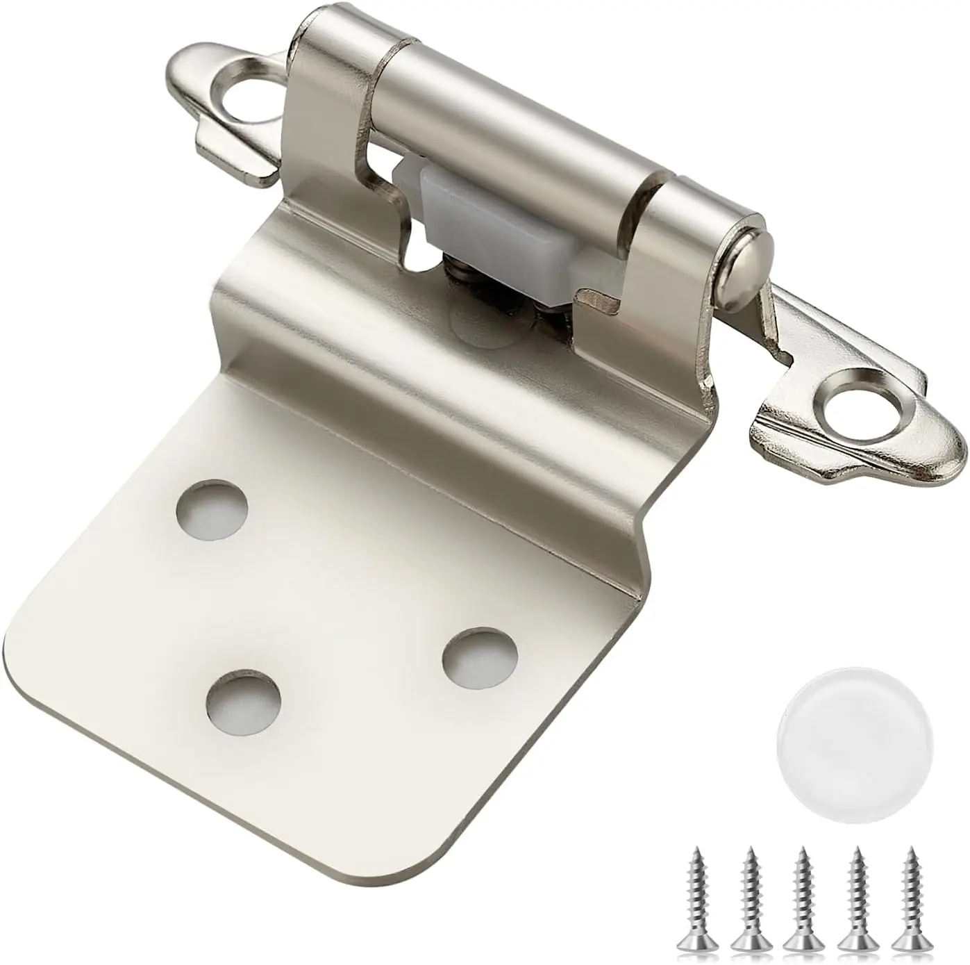 

50 Pack (25 Pairs) 3/8 Inch Insert Kitchen Cabinet Hinges, Satin Nickel Self Closing Hinges for Kitchen Cabinet Doors, Semi-Conc