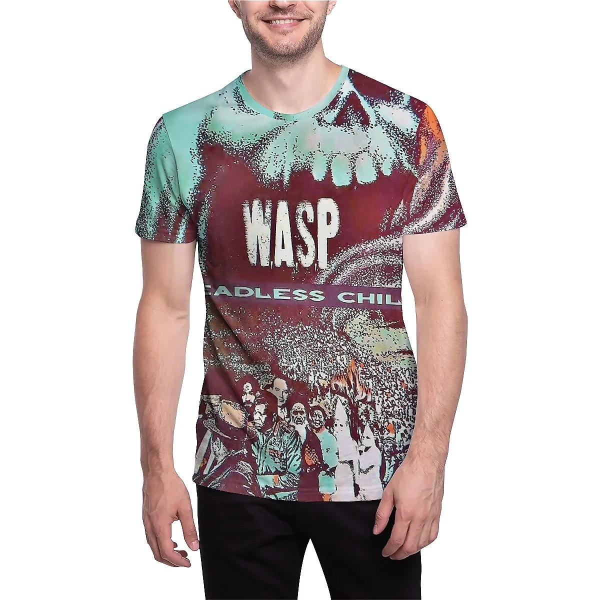 LIASOSO New 3D Printed Tshirt W.A.S.P Rock Band T-Shirt Heavy Metal Legends Round Neck Short Sleeve Tee for Men & Women Fashion