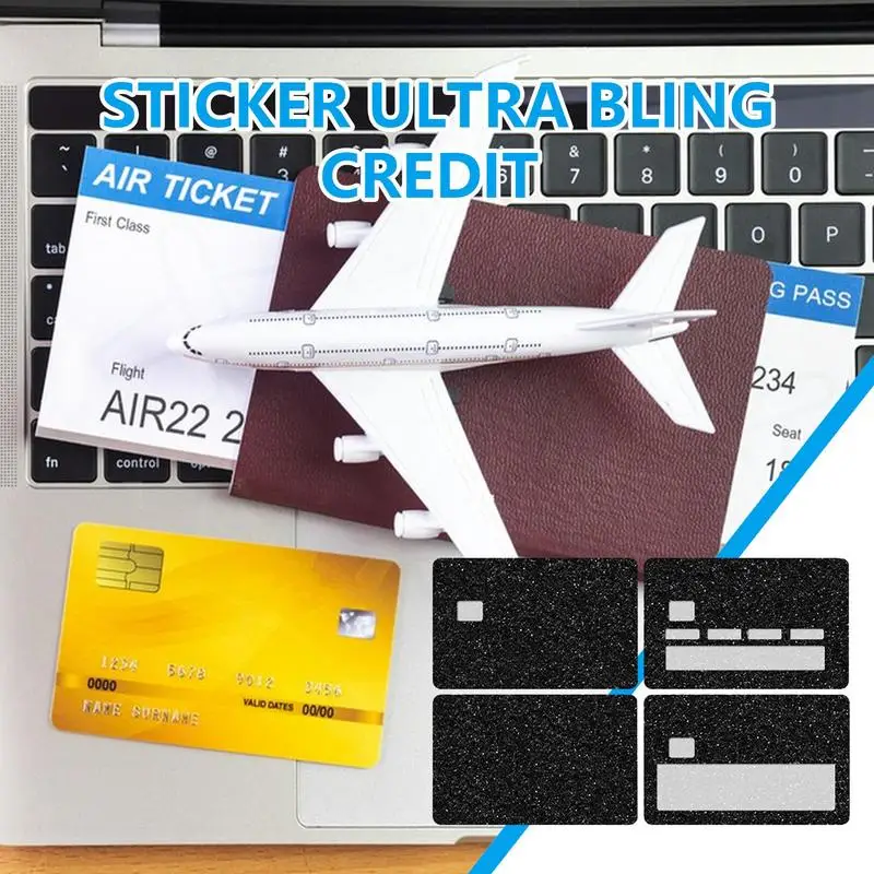 Credit Card Skin Stickers 4pcs Shiny Card Removable Covering Skin Bubble Free Card Protection Film Waterproof Bank Card