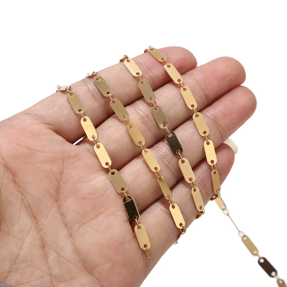 1 Meter Stainless Steel Soldered Gold Long Rectangle Link Chain DIY Women Necklace Chains for Making Women Gifts