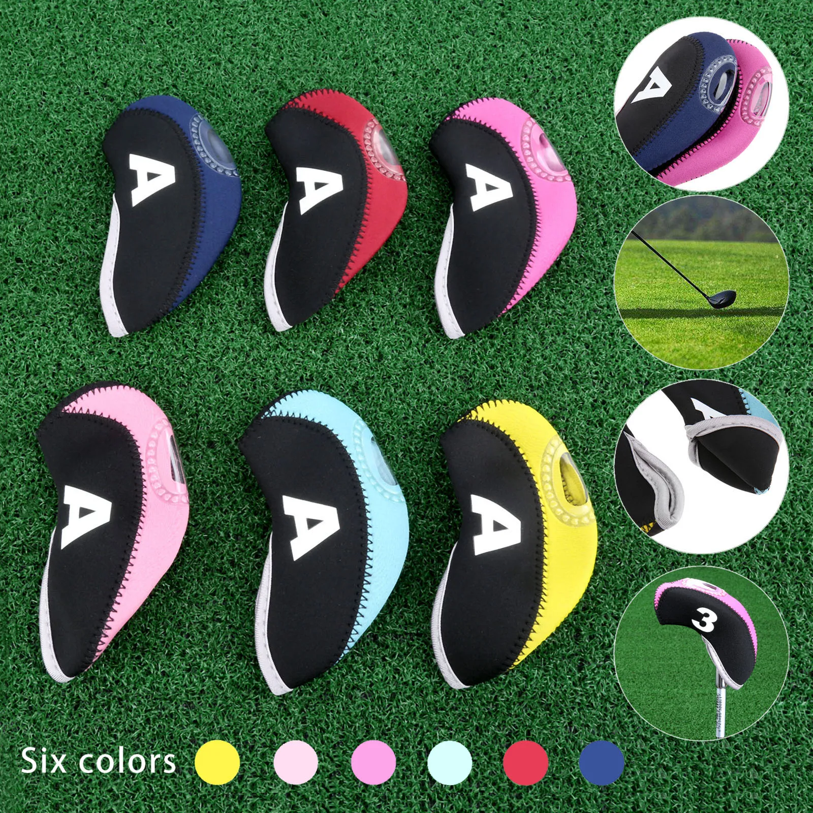 10 Pcs/lot Neoprene Golf Iron Head Covers Club Head Protective Headcovers with Number 3-9 PW/SW/A for Irons Head Cover 6 Colours