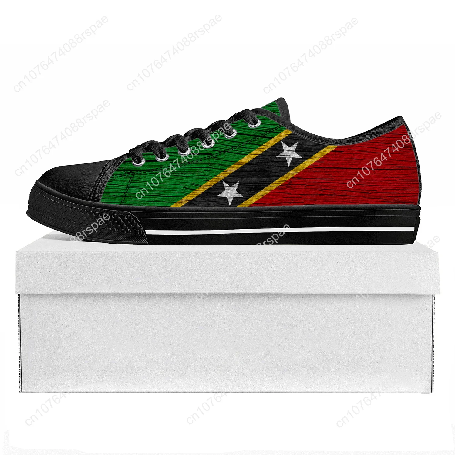 St Kitts En Nevis Vlag Lage Top Hoge Kwaliteit Sneakers Heren Dames Tiener Canvas Sneaker Prode Casual Paar Schoenen Custom Schoen