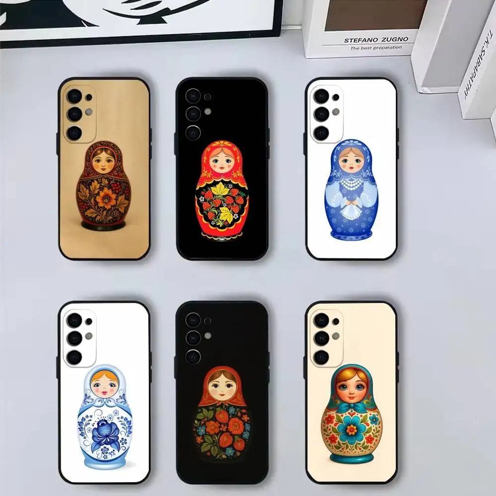 

Cute R-Russian Art M-Matryoshka Phone Case For Samsung S25,S24,S21,S22,S23,S30,Ultra,S20,Plus,Fe,Soft Silicone Black Cover