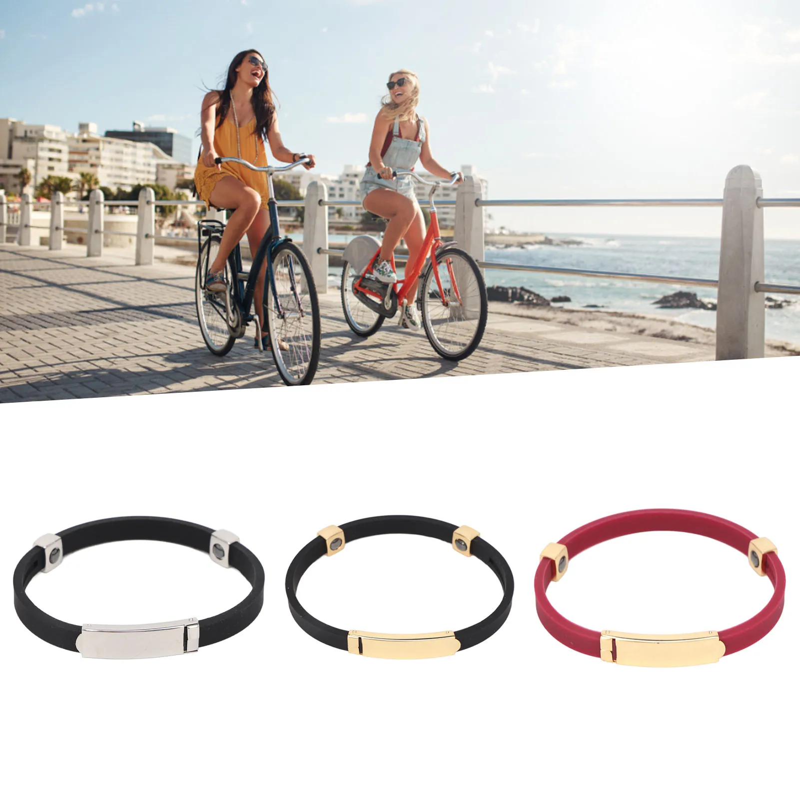 Bracciale sportivo con magnete Bracciale in silicone Bracciale in silicone Cinturini da polso per prevenzione statica Elimina il braccialetto statico del corpo