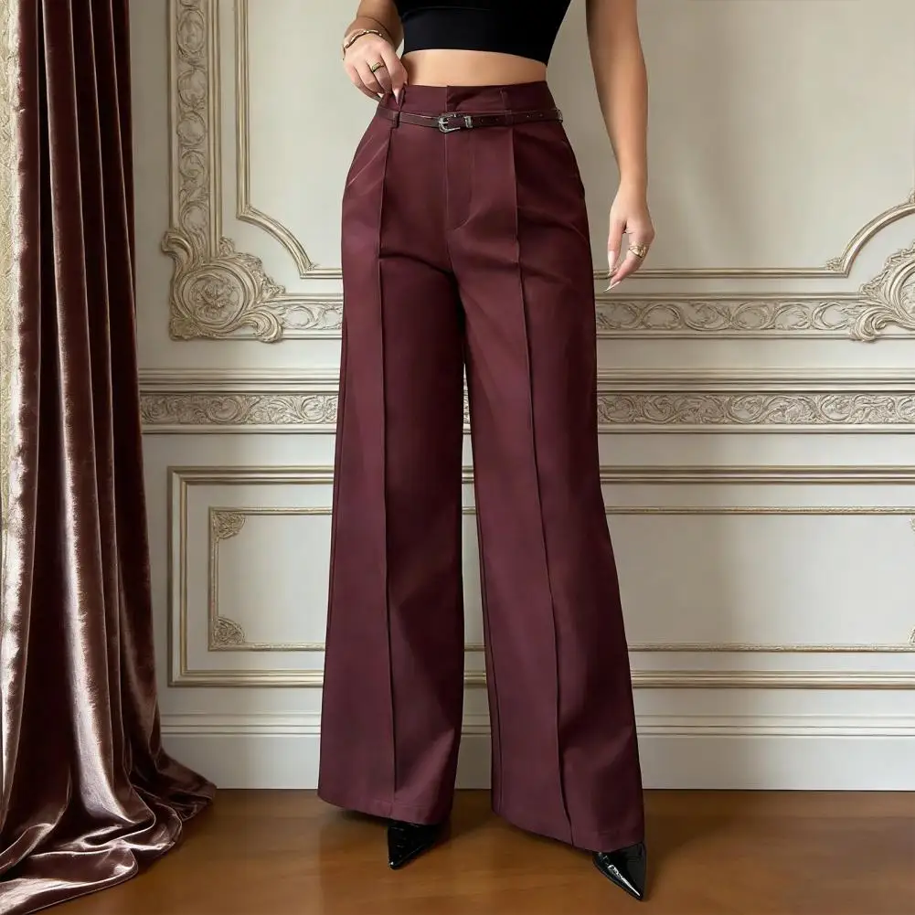

High Waist Pants Comfortable Breathable Slim Fit Straight Leg Trousers Versatile Fashionable Commuting Pants Vacation Daily Wear