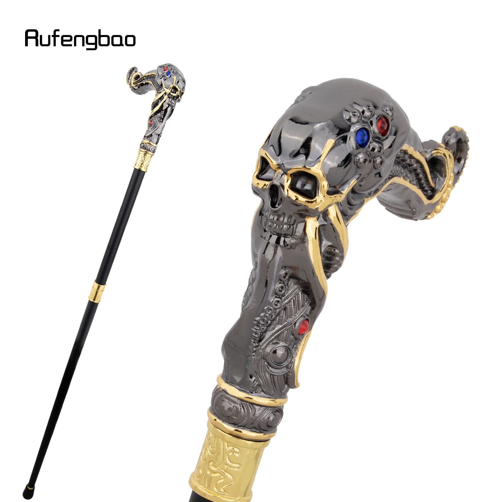 Black Yellow Skull Fish Squid Walking Cane Diamond Cane Decorative Stick Decorative Cosplay and Parties for Cosplay & Party 94cm view 6