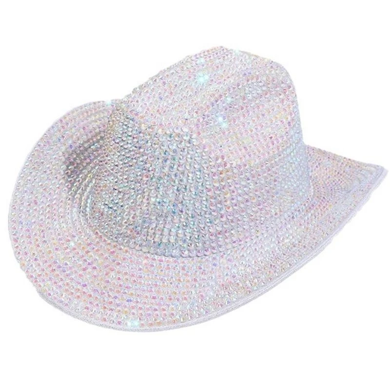

G5AE Cowboy Hats Shimmering Crystal Hat for Bachelorette Party Cocktail Parties
