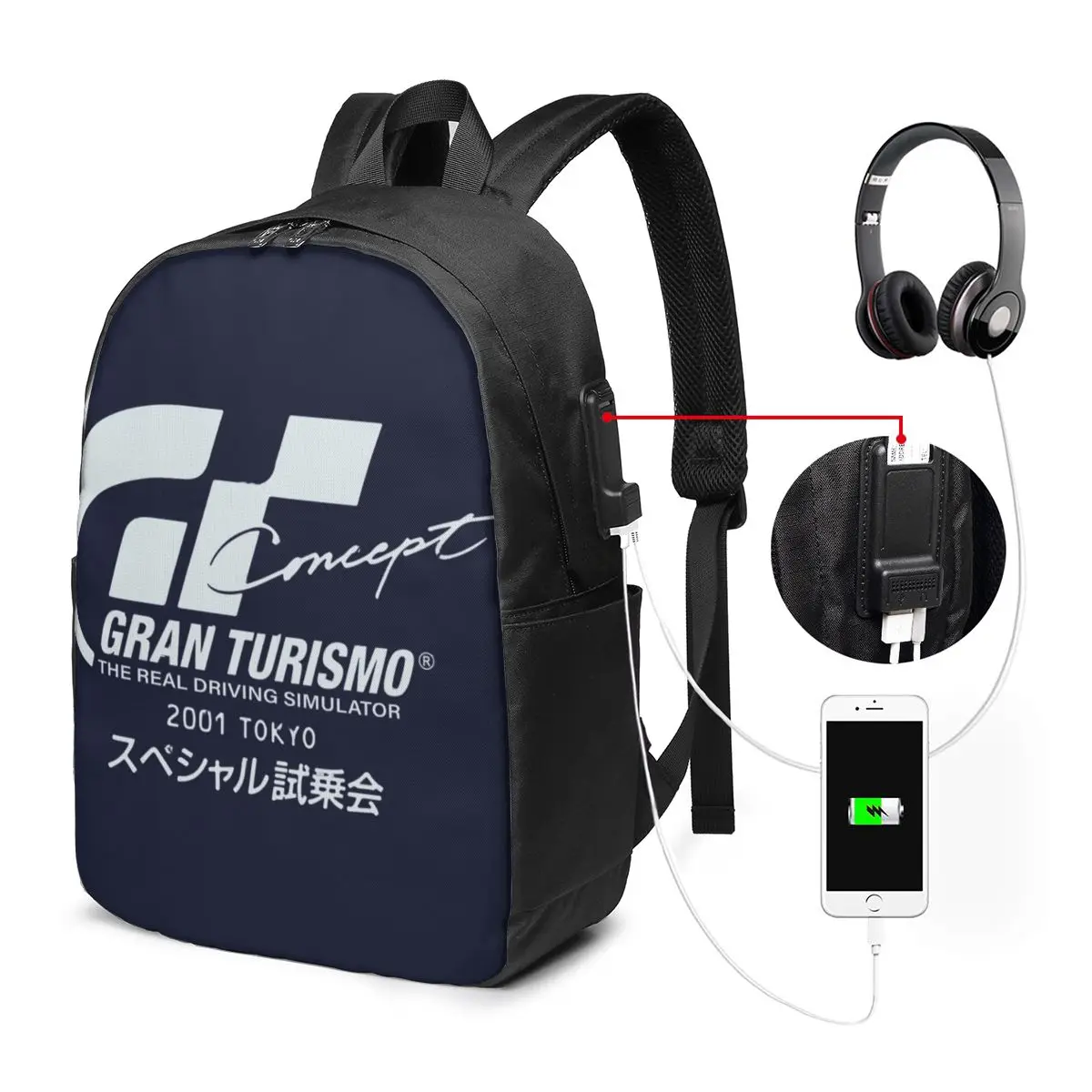 

Gran Turismo P R E M I U M Backpack Travel Notebook Bag Computer College Student School Bag Laptop Shoulder Bags for Men Women