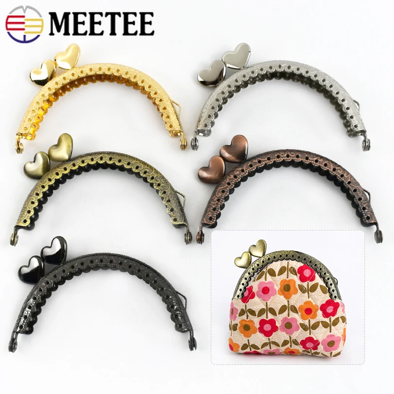 1/2/5/10Pcs 8.5cm Embossed Metal Purse Frame Bags Handle Wallet Kiss Clasp Handmade Sewing Brackets Charms DIY Bag Accessories