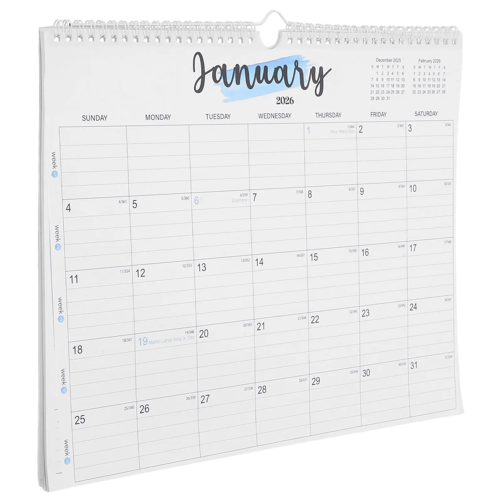 

Large 2026 Wall Calendar Spiral Bound 18 Month Planner Monthly Hanging Design Holiday Dates Family Scheduling Office School Home