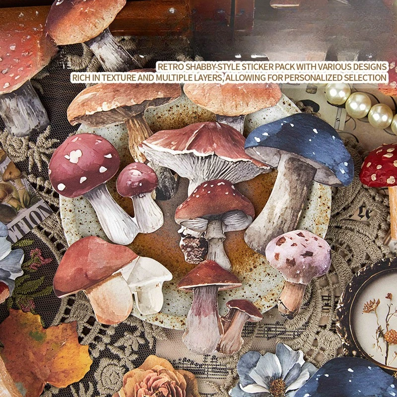 Vintage Life Flower Butterfly Mushroom Landscape Sticker Creative DIY Journal Material Collage Scrapbooking Stationery